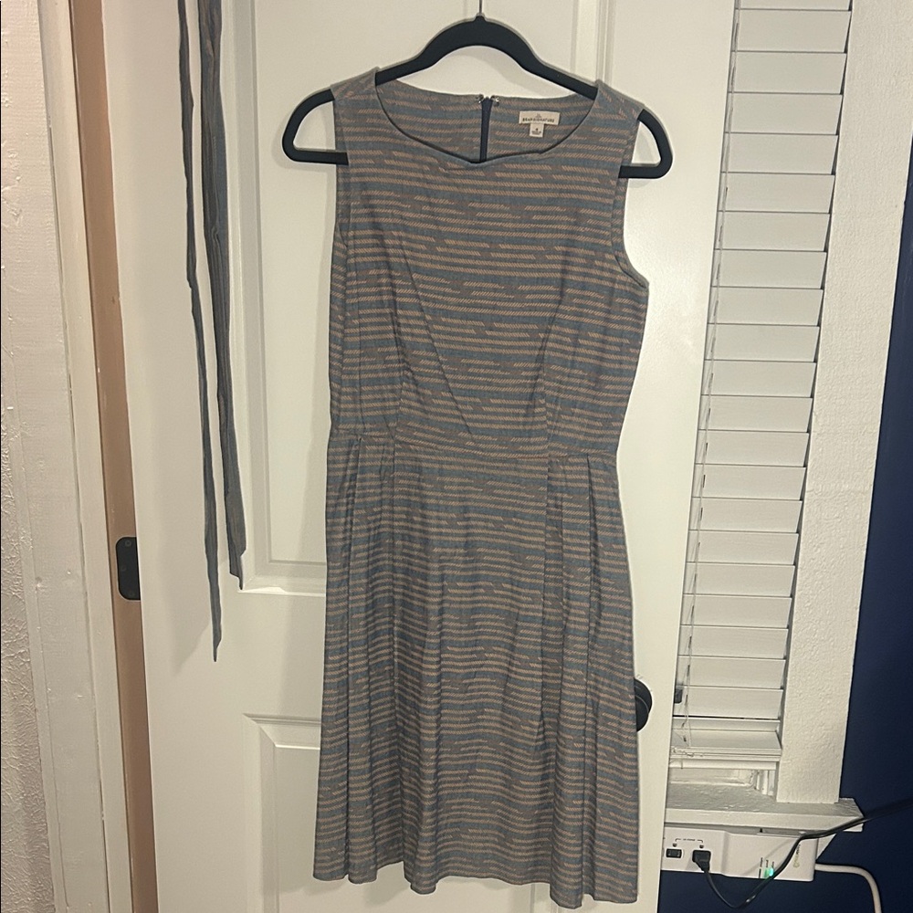 LL Bean Signature Blue and Tan Midi Dress
